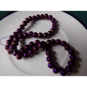 1 Strand Purple Color Metallic Glass Beads 6mm